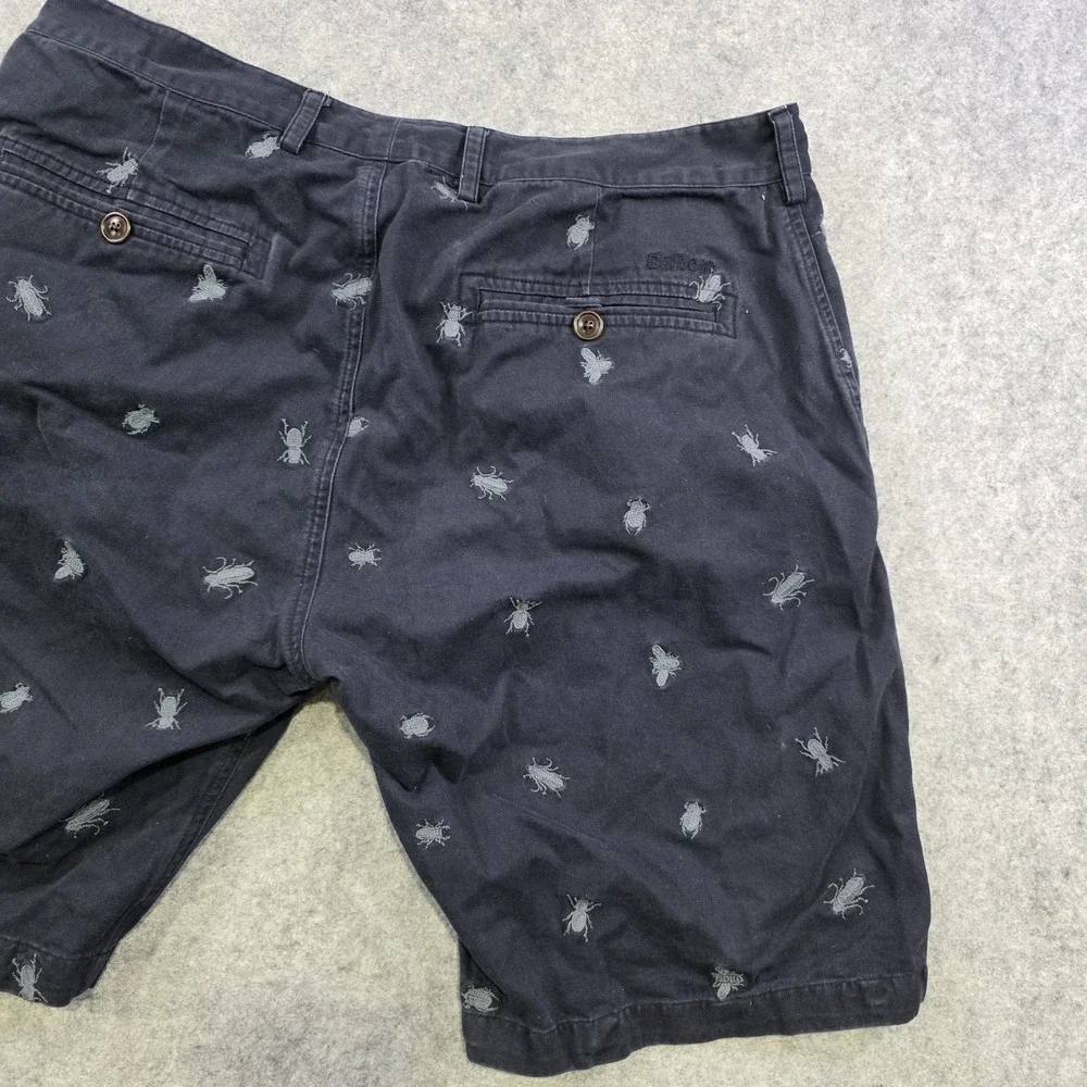 Barbour Shorts Mens 38 Blue Chino Embroidered Bug Animal Print 11‎ Inseam Cotton